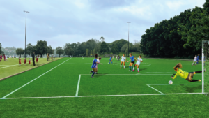 First games being played on the new football field at Rozelle Parklands. BDFC 